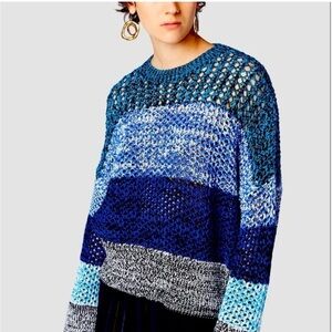Derek Lam Blue Knit Colorblock Sweater